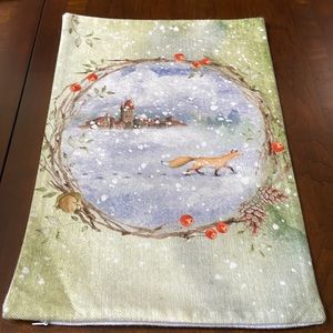 Eclectic fun decorative throw pillow cover Winter Fox 17.5” x 11.5”